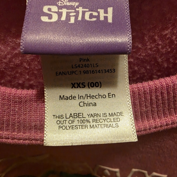 Disney Stitch Kids Pink Sweatshirt - Picture 2 of 5